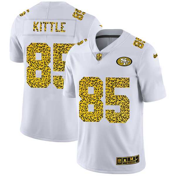 Men's San Francisco 49ers #85 George Kittle 2020 White Leopard Print Fashion Limited Stitched Jersey Dyin